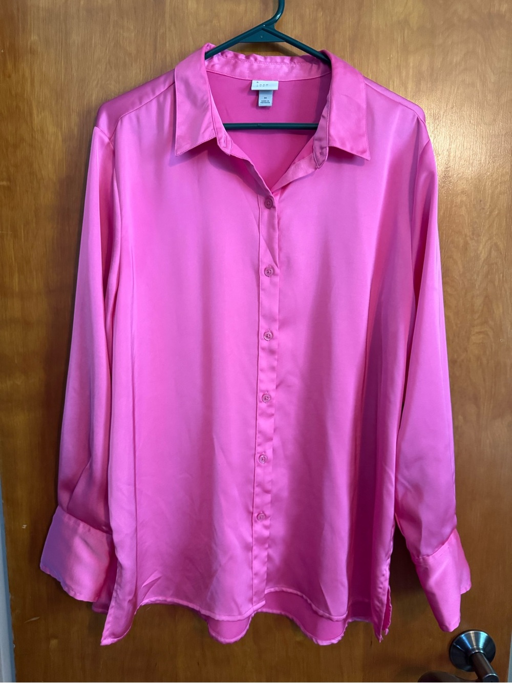 a new day Satin Button-Up Blouse - Pink